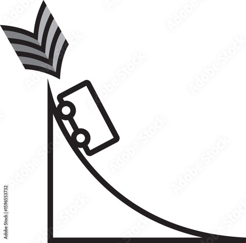 Mechanical Car Descending on Inclined Plane – Illustration Showing Motion, Gravity and Mechanical Energy Concept in Physics

