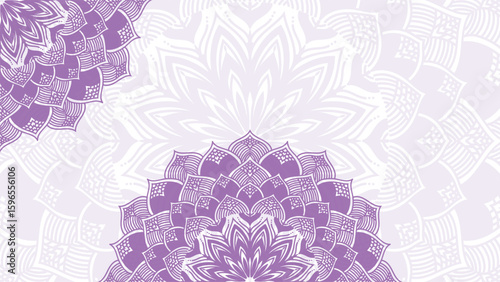 Round mandala on colorfull gradient background. Translucent mesh pattern in the form of a mandala. Mandala with floral patterns. Pastel Yoga template. Gradient background with round mandala.Vishal