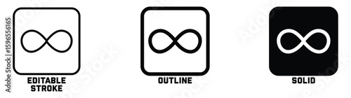Infinity icon set vector infinite, eternity, infinity, endless, loop, unlimited, icons, symbol. editable stroke outline style for app user interface and web Vector illustration.