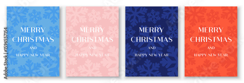 Merry Christmas and Happy New Year greeting card design, greetings, colorful covers.