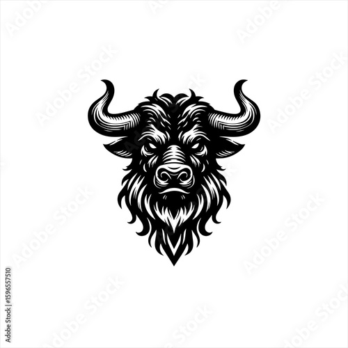Fierce Black Bull Head Graphic Design 1.