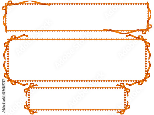 リボン、ビーズF3、m9オレンジ