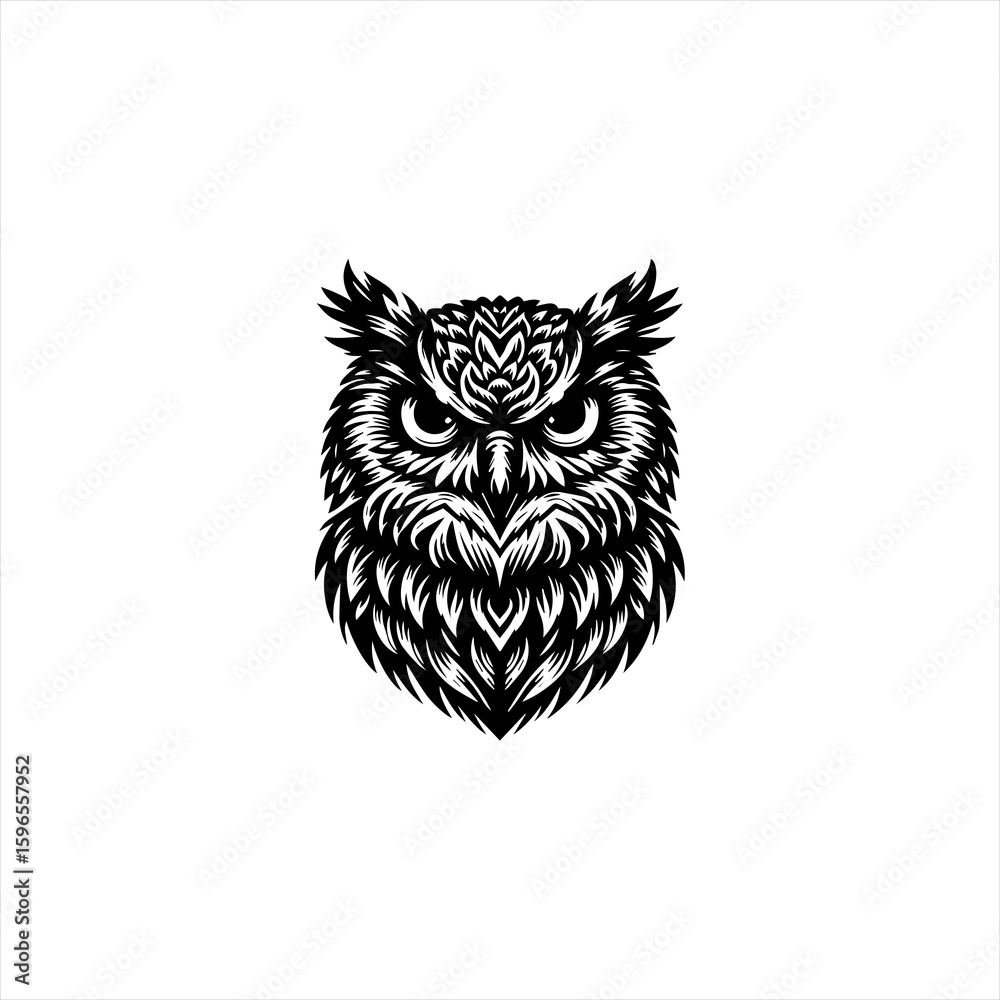 Fototapeta premium Intricate Black and White Owl Illustration.