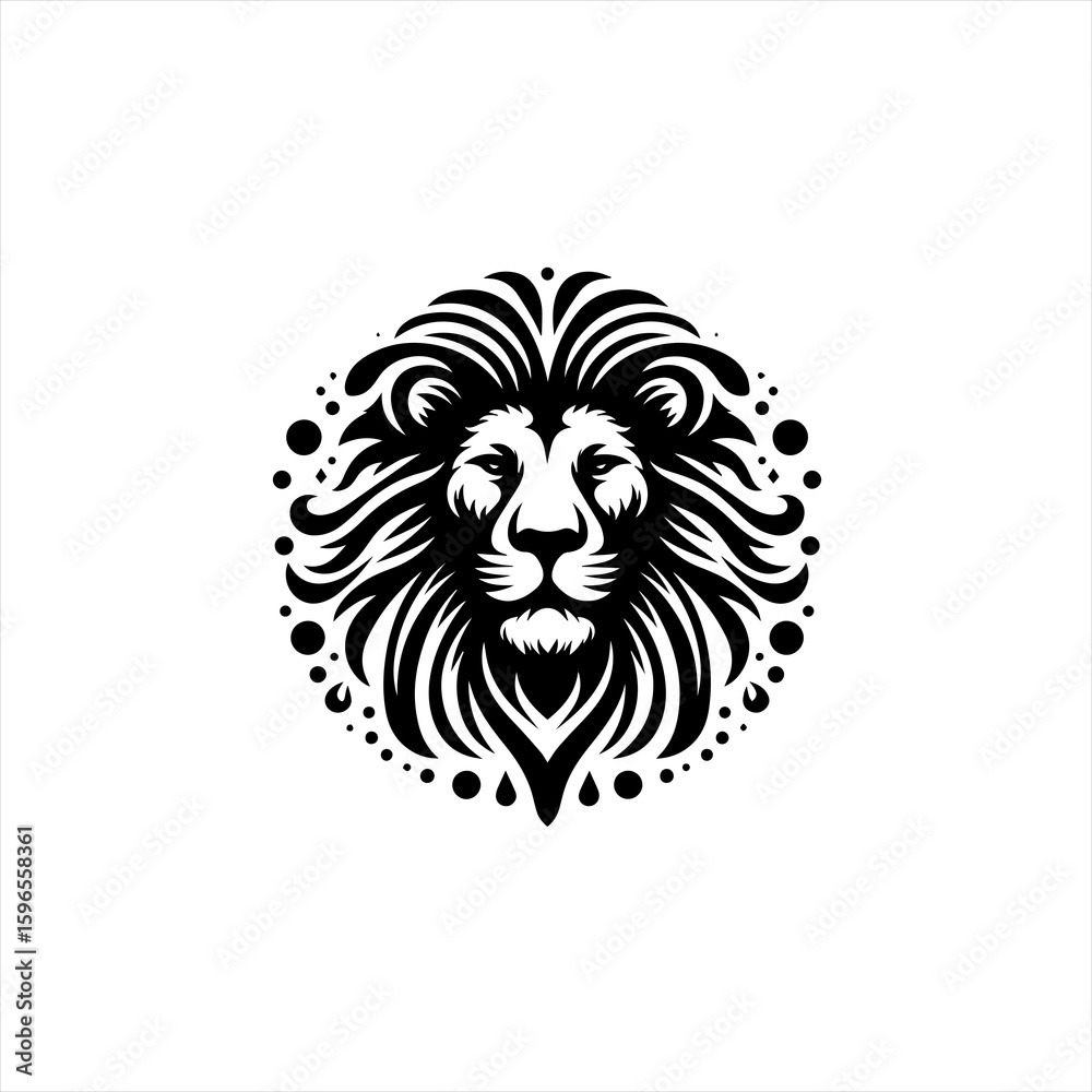 Obraz premium Majestic Lion Head Emblem with Stylized Mane.