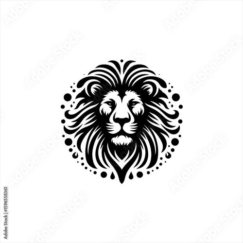 Majestic Lion Head Emblem with Stylized Mane.