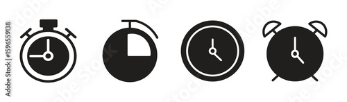 Set of clock icons. Clock, time. Vector illustration .