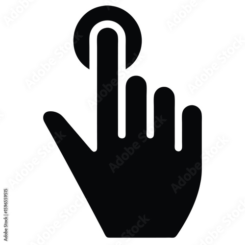 A hand is touching a digital screen isolated on white background