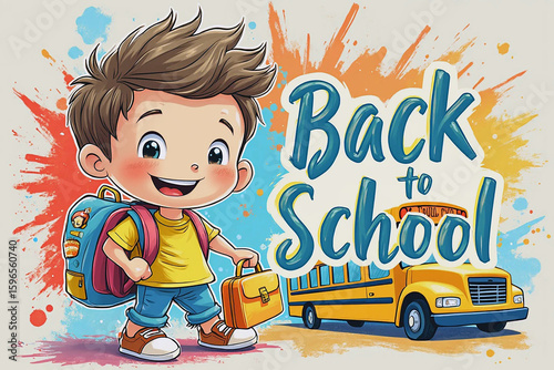 Excited Students Entering School Building on the First Day of Class