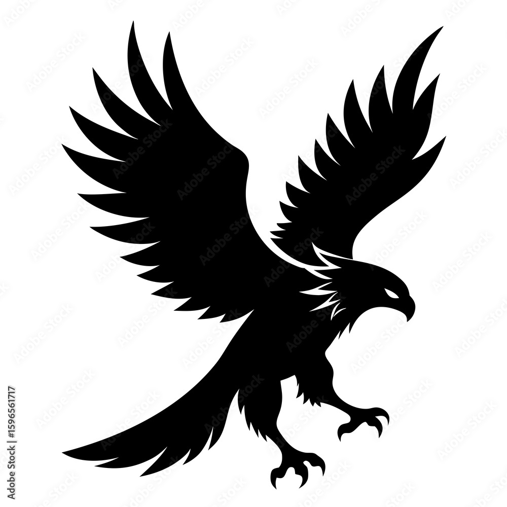 Obraz premium Flying Eagle Landing black Vector