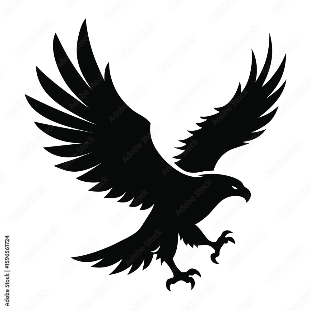 Obraz premium Flying Eagle Landing black Vector