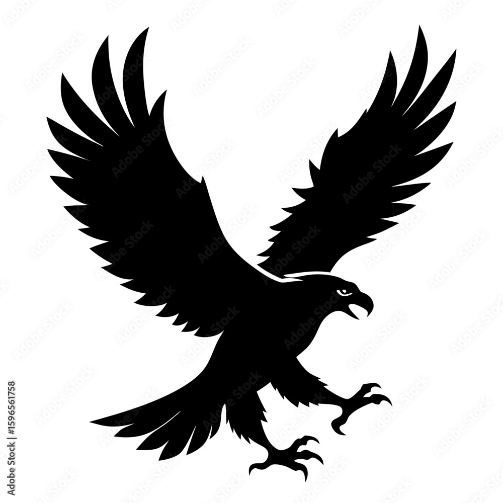 Fototapeta premium Flying Eagle Landing black Vector
