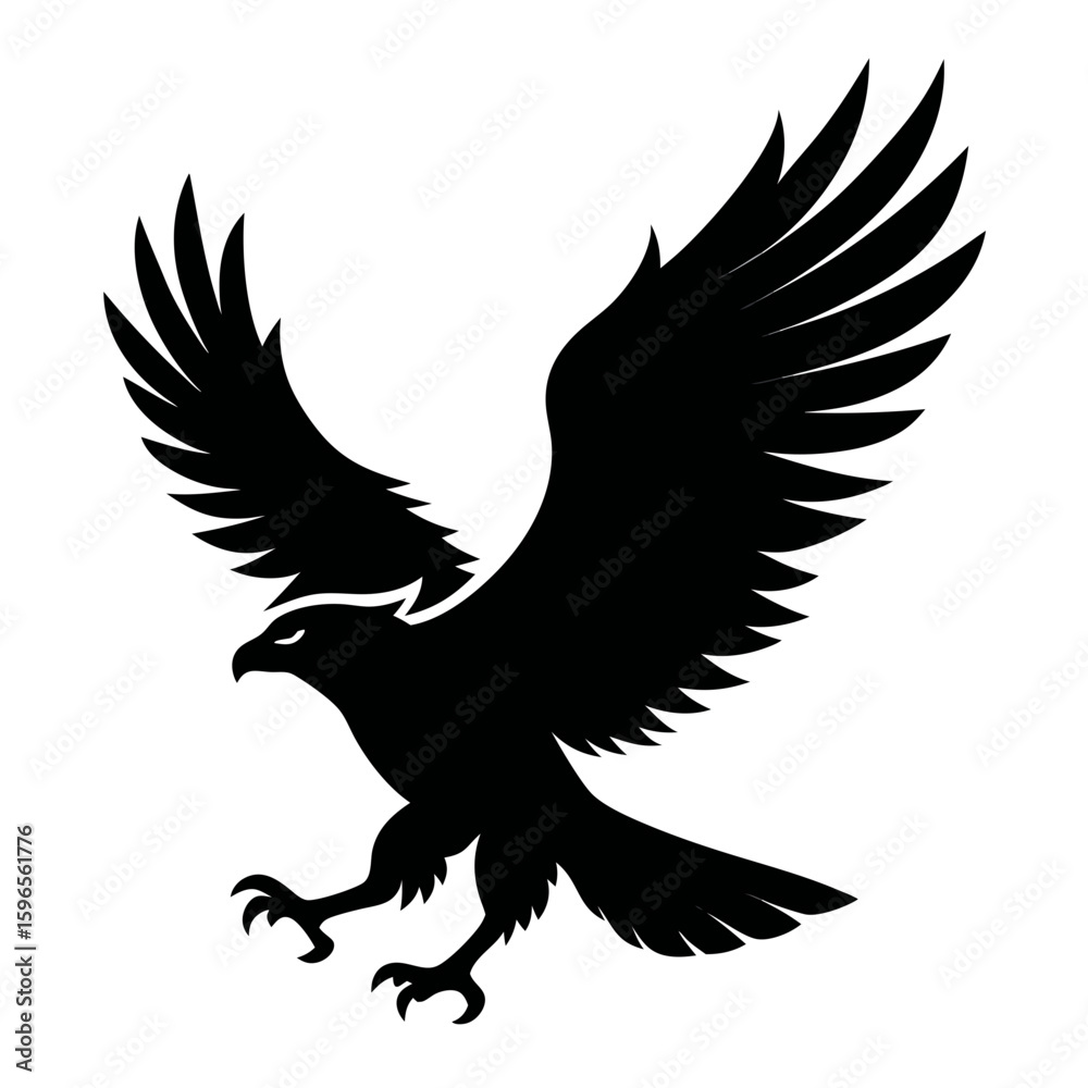 Obraz premium Flying Eagle Landing black Vector
