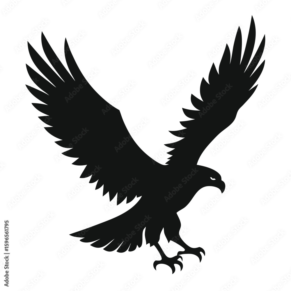 Fototapeta premium Flying Eagle Landing black Vector