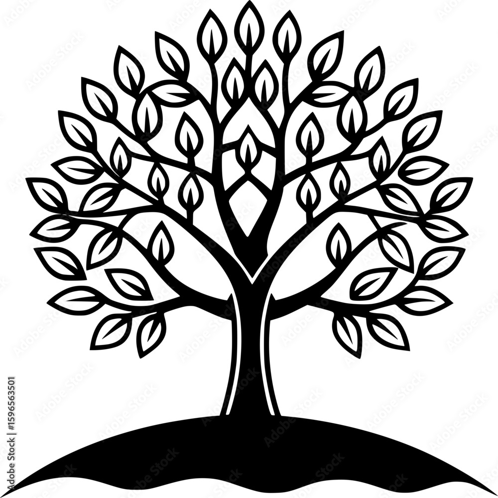 Obraz premium Black and White Tree Illustration