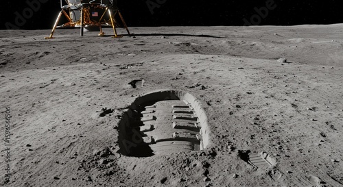 Astronaut's Footprint on the Lunar Surface During a Space Mission