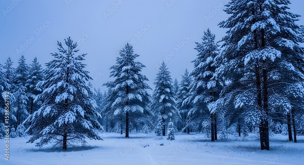 Snowy Winter Landscape at Blue Hour Snowy Winter Landscape at Blue Hour