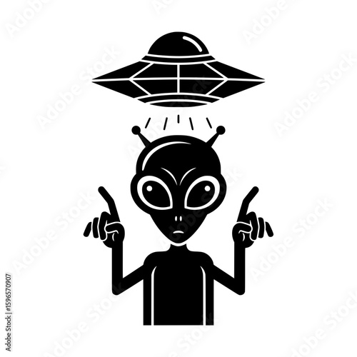 Alien and UFO Vector - Mystical Outer Space Illustration