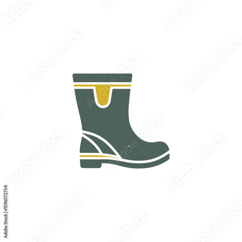 Green rubber boot displayed against a white background, ideal for fashion or outdoor activities