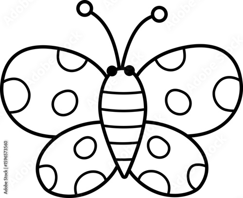 Vector black and white flying butterfly icon. Magic creature line clipart. Cute fairytale character. Woodland fantasy insect with spread wings. Forest fairy tale illustration, coloring page