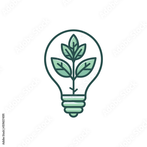 A light bulb with a sprouting plant symbolizing eco-friendly innovation and sustainability