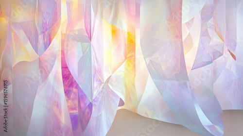 Abstract Colorful Waves of Light and Reflection in Soft Tones