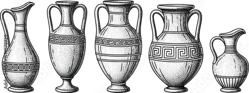 Hand drawn Greek vases