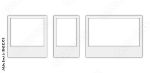 White empty photo frame vector set. Realistic photo card with different sizes perfect for mockups. Vector illustration.