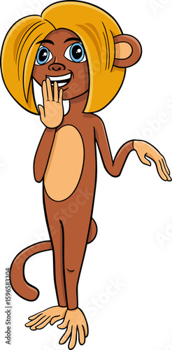cartoon confused female monkey wild animal character