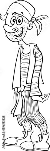 funny cartoon young pirate character coloring page