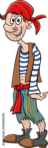 funny cartoon young pirate character