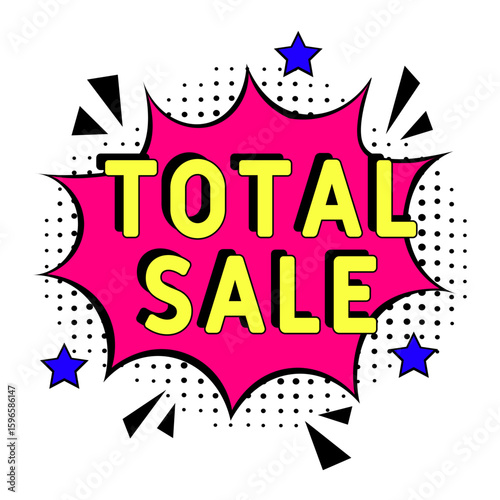 Comic book explosion with text Total sale, vector illustration. Total sale banner pop art. special offer, clearance. Sale banner.