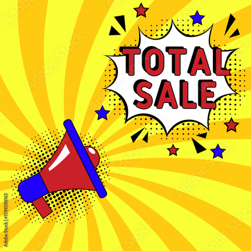 Comic book explosion with text Total sale, vector illustration. Total sale banner pop art. special offer, clearance. Sale banner.