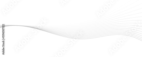 Abstract gray wave dynamic curve lines on transparent background with flowing particles. Digital energy waves technology concept. Modern backdrop design for business, presentation, banner.