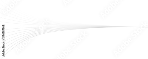 Abstract gray wave dynamic curve lines on transparent background with flowing particles. Digital energy waves technology concept. Modern backdrop design for business, presentation, banner.