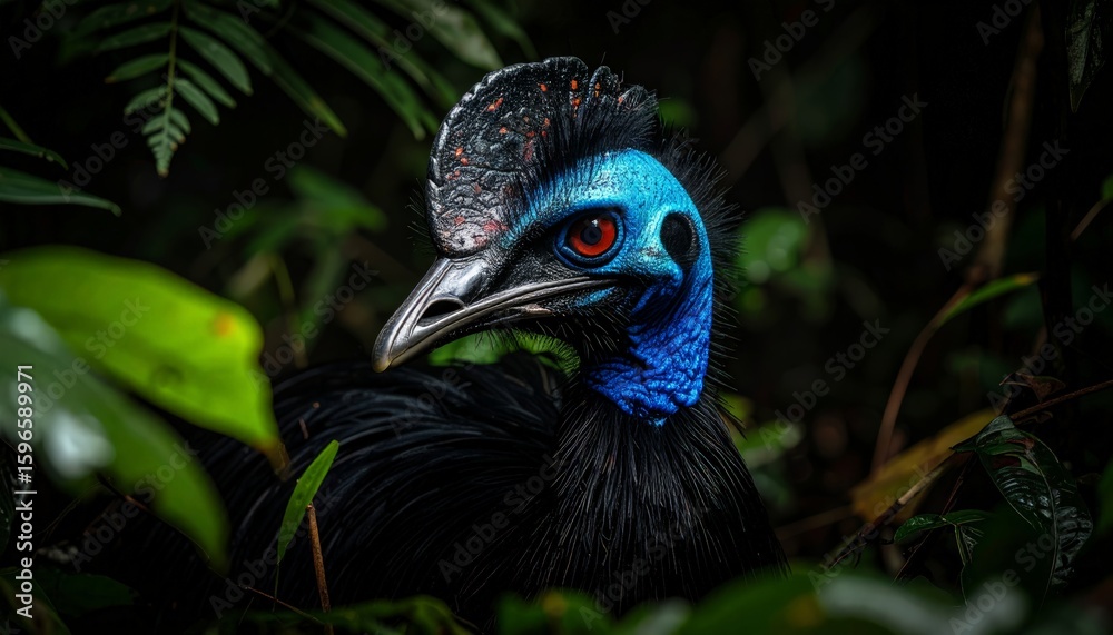 Naklejka premium Cassowary gaze in a Papuan forest