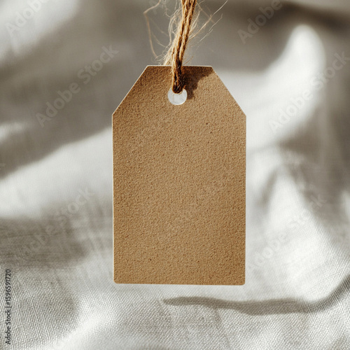 Eco-Friendly Cardboard Label with Twine on Soft Textured Surface
