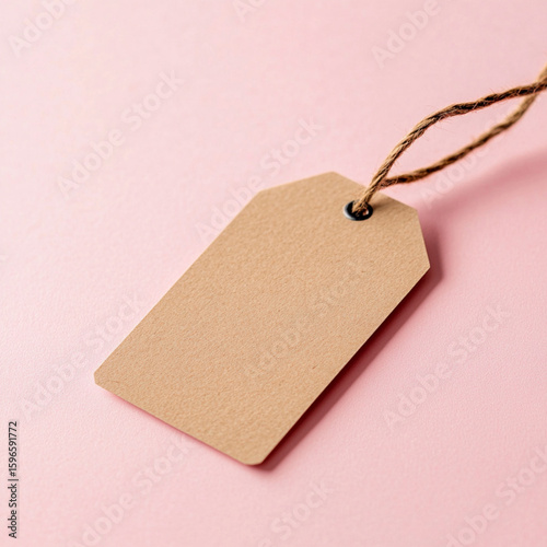 Eco-Friendly Cardboard Label with Twine on Soft Textured Surface
