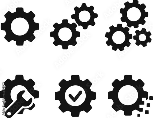 Gear and settings vector icon set.