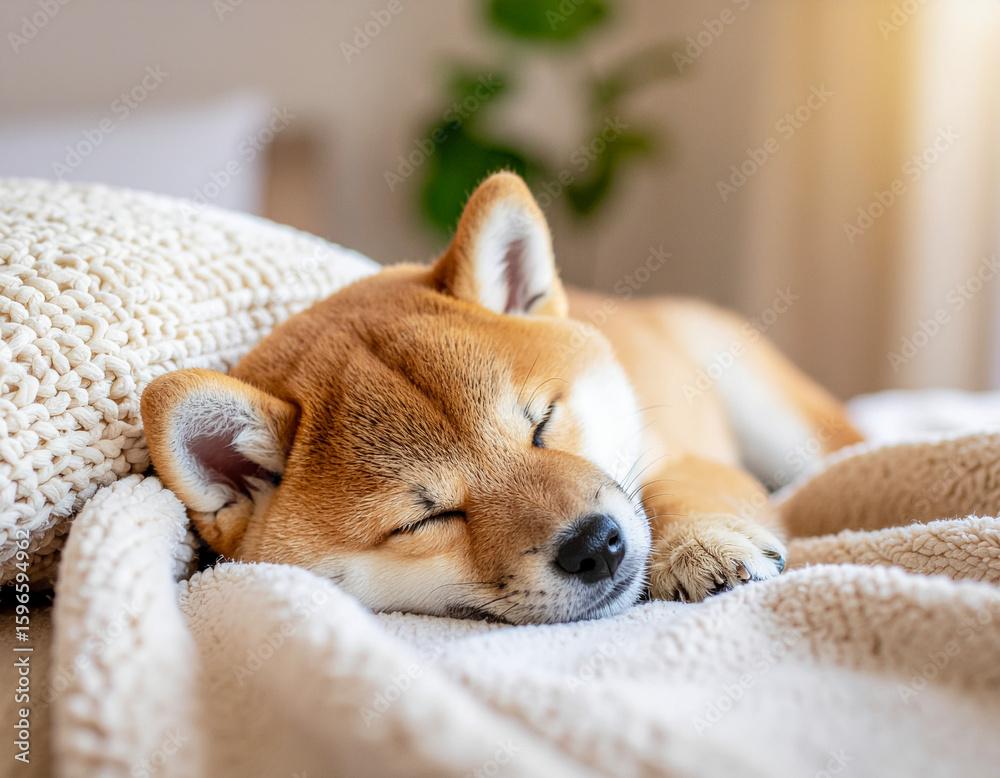 Sleeping Shiba Inu Puppy on a Fluffy Blanket
Sleeping Shiba Inu Puppy on a Fluffy Blanket