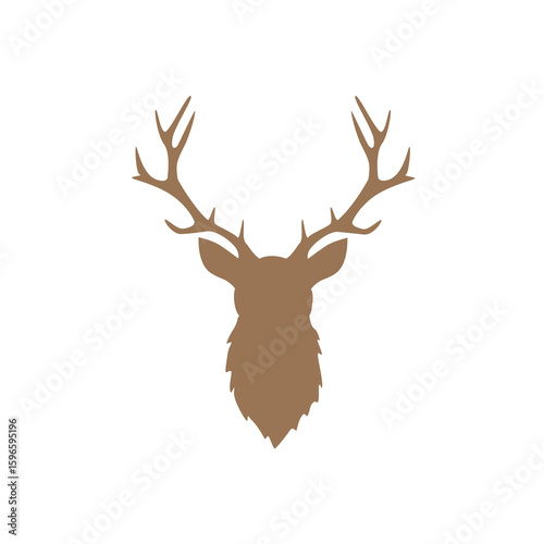 vector illustration of a brown and white abstract icon, referensi logo siluet kepala rusa