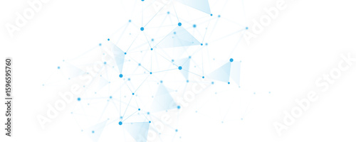 Blue white abstract polygon connection mesh digital technology futuristic communication high tech concept dots lines connect network background. 
