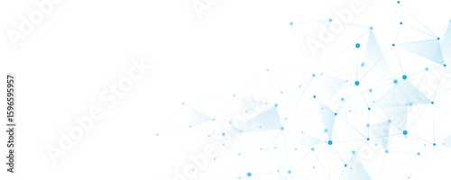 Blue white abstract polygon connection mesh digital technology futuristic communication high tech concept dots lines connect network background. 