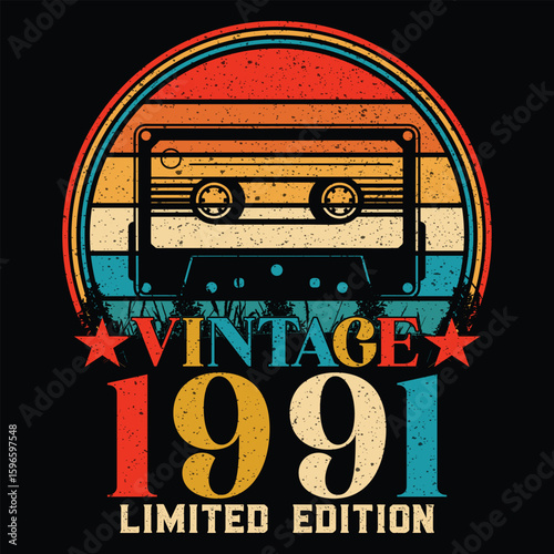 Vintage 1991 limited edition cassette tape retro design