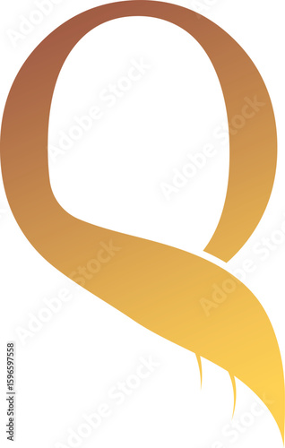 Q Letter Logo. Couffeur, Hair and Beauty. Golden.