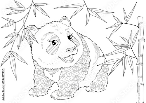 Coloring for art therapy. Animals and plants of Asia. A calming and educational journey around the world with a collection of coloring pages.