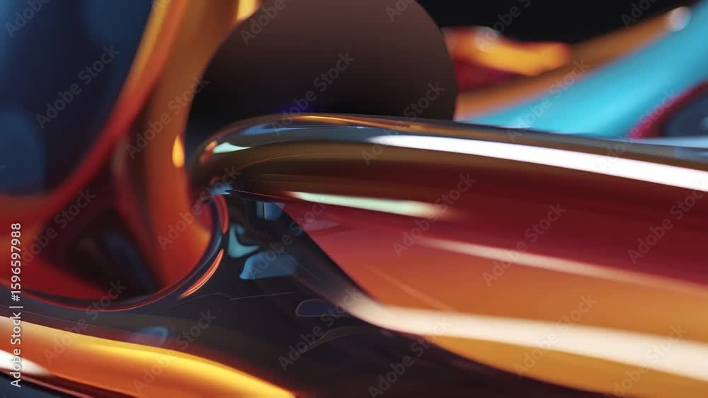 Moving Colour Ribbon Waves With Liquid Motion Flow