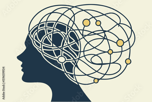 human head silhouette with brain