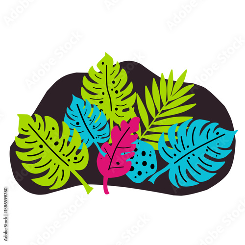 Tropical leaves colorful design vector illustration