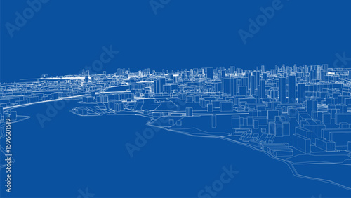 Urban modern landscape. Vector rendering of 3d