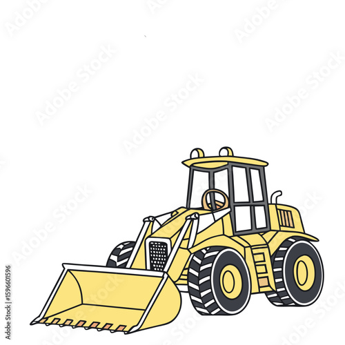 Illustration of a yellow front loader construction vehicle clip art for kids and construction enthusiasts